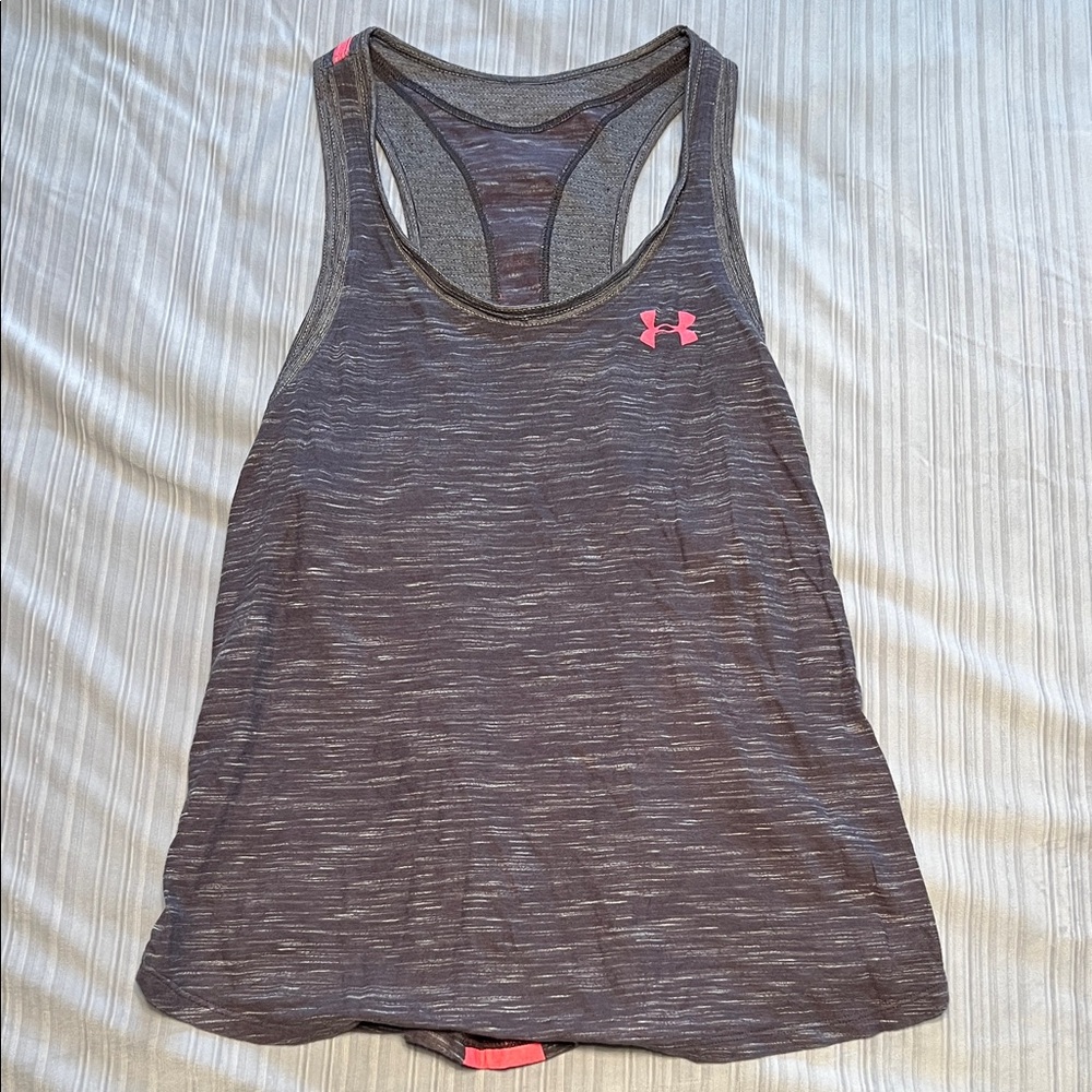 Under Armour Women's Charcoal and Pink Tank Top